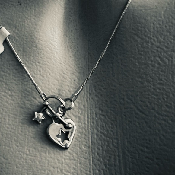 silver tone color star heart silver necklace y2k 90’s sexy bohemian kids choker